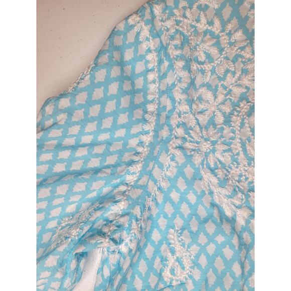 John Mark Tunic Shirt Women's Sm Lace Sleeve Hem Embroidered Paisley Floral Boho - Picture 4 of 15